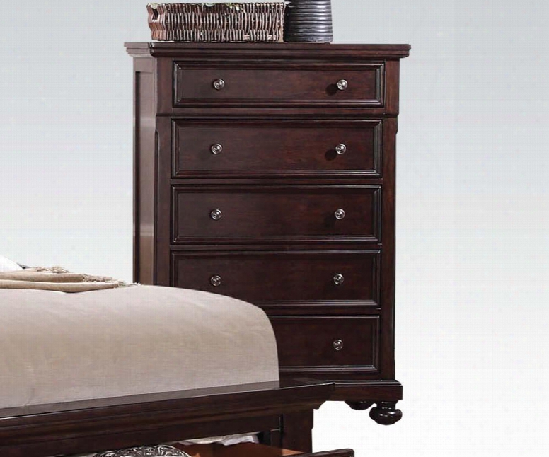 Grayson Collection 24616 36" Chest With 5 Drawers Felt Lined Top Drawers Dusst Proof Bottom Drawers Pine Wood And Veneer Materials In Dark Walnut