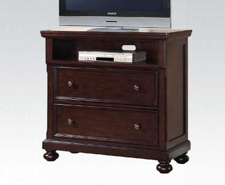 Grayson Collection 24617 40" Tv Console With 2 Drawers Open Compartment Meta Lhardware Bun Feet And Pine Wood Veneer Materials In Dark Walnut