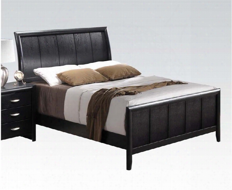 Hailee Collection 21467ek Eastern King Bed With Low Profile Footboard Sleigh Headboard And Wood Frame In Black