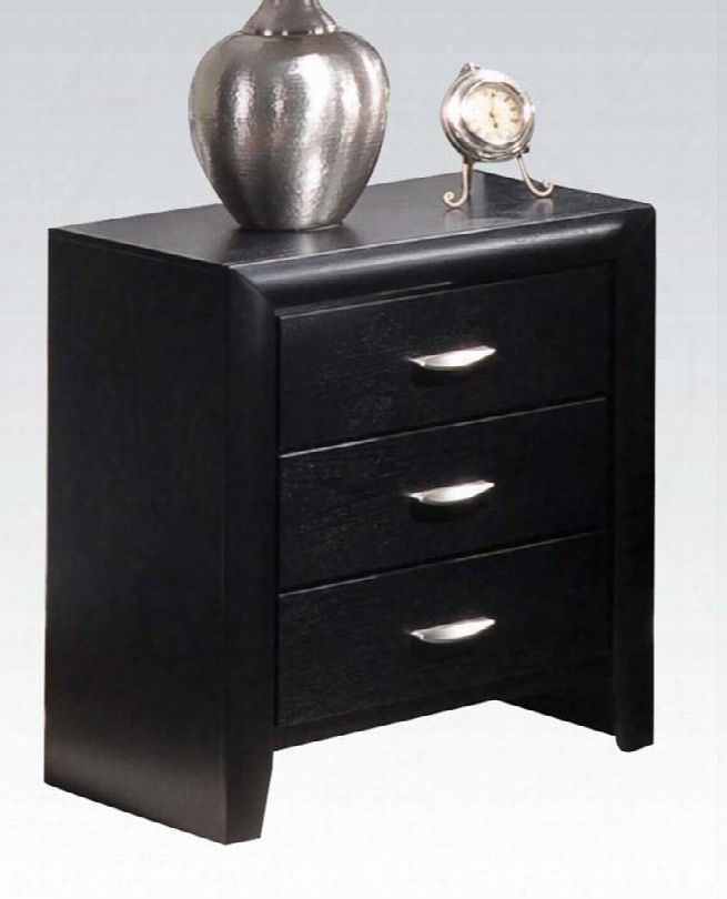 Hailee Collection 21473 28" Nightstand With 3 Drawers Silver Metal Hardware And Wood Frame Construction In Black