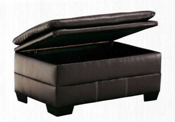 Hayley Collection 50353 42" Storage Ottoman With Wood Frame Tufted Cushion Made In The Usa And Bonded Leather Upholstery In Premier Onyx