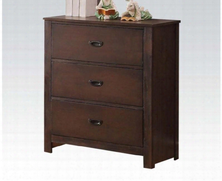 Hector 38028 32" Chest With 3 Drawers New Zealand Pine Wood Metal Drawer Glide And Decorative Hardware In Antique Charcoal Brown
