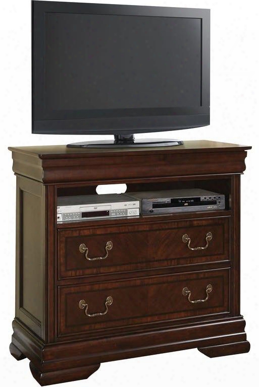 Hennessy Collection 19457 50" Tv Console With 3 Drawers Antique Brass Hardware Poplar Wood And Cherry Veneer Materials In Brown Cherry