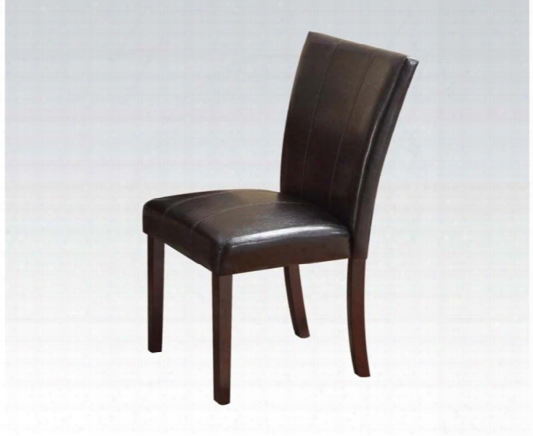 Idris Collection 70522 20" Side Chair With Pu Leather Upholstered Seat And Back Stitched Detailing Andd Tapered Legs In Espresso