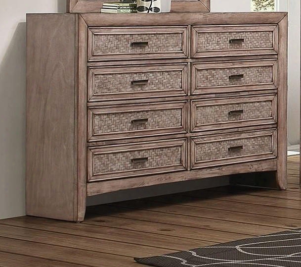 Ireton Collection 26035 59" Dresser With 8 Drawers Matte Dark Brown Hardware Rubberwood And Okume Veneer Materials In Caramel