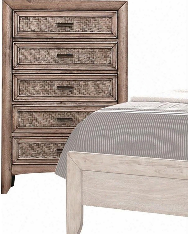 Ireton Collection 26036 32" Chest With 5 Drawers Matte Dark Brown Hardware Rubberwood And Okume Veneer Materials In Caramel