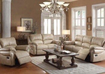 Isadora Collection 51430 Sofa With Pillow Top Arms Nail Head Trim Split Back Cushion And Bonded Leather Match Upholstery In Beige