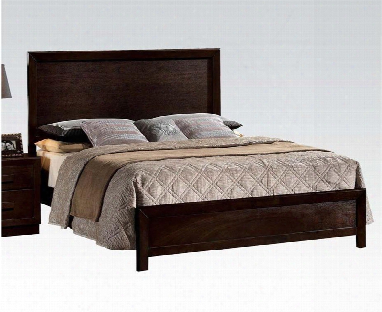Ishaan Collection 21487ek Eastern King Size Bed With Low Profile Footboard High Headboard And Wood Construction In Dark Merlot