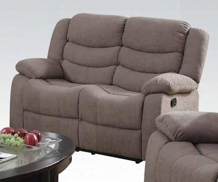 Jacinta Collection 51416 60" Loveseat With Motion Reclining Mechanism Tight Back Cushion Tight Seat Cushions And Velvet Upholstery In Light Brown