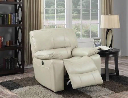 Kimberly Collection 89342 19" Recliner With Power Reclining Function Pillow Top Arms Tight Split Cushion And Leather-aire Upholstery In Cream