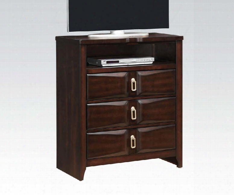 Lancaster Collection 24577 33" Tv Console With 3 Drawers Metal Ring Pull Hardware English Dovetail Drawers Rubberwood And Tropical Wood Construction In