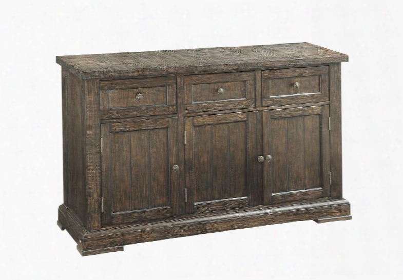 Landon Collection 60744 63" Server With 3 Drawers 3 Doors Metal Hardware Pine Wood And Pine Veneer Materials In Savage Brown