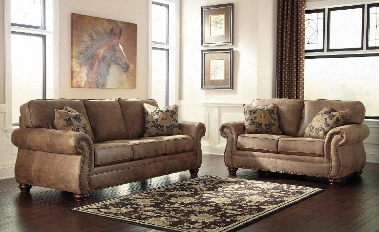 Larkinhurst 31901qssl 2-piece Living Room Set With Queen Sofa Sleeper And Loveseat In Earth