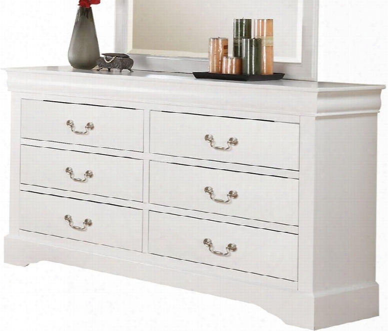 Louis Philippe Iii Collection 24505 60" Dresser With 6 Drawers Metal Hardware Center Metal Drawer Glide Solid Pine Wood And Gum Veneer Materials In White