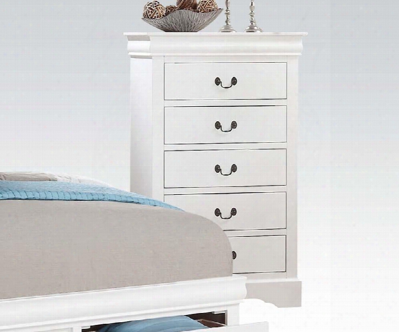 Louis Philippe Iii Collection 24506 32" Chest With 6 Drawers Brushed Nickel Metal Handle Solid Pine Wood And Gum Veneer Materials In White