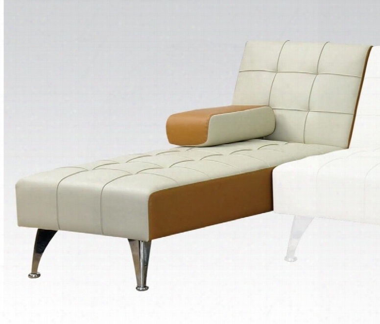 Lytton 57142 60" Adjustable Chaise W Ith Chrome Legs And Pu Leather Upholstery In Beige And Brown