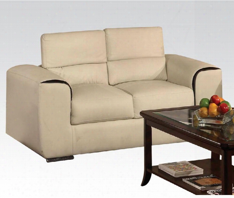 Makaio Collection 51731 67" Loveseat With Chrome Feet And Pu Leather Upholstery In Ivory