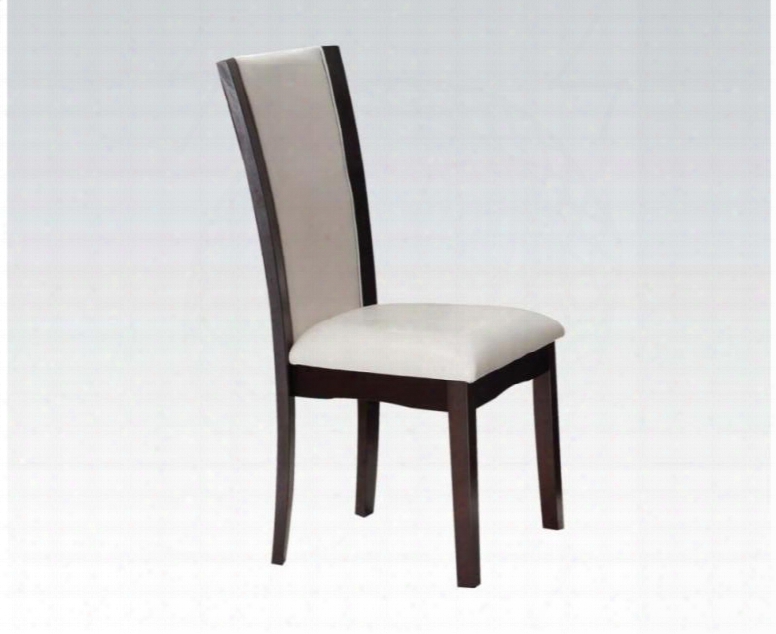 Malik Collection 70502 19" Side Chair With Pu Leather Upholstered Seat And Back And Tapered Legs In Espresso