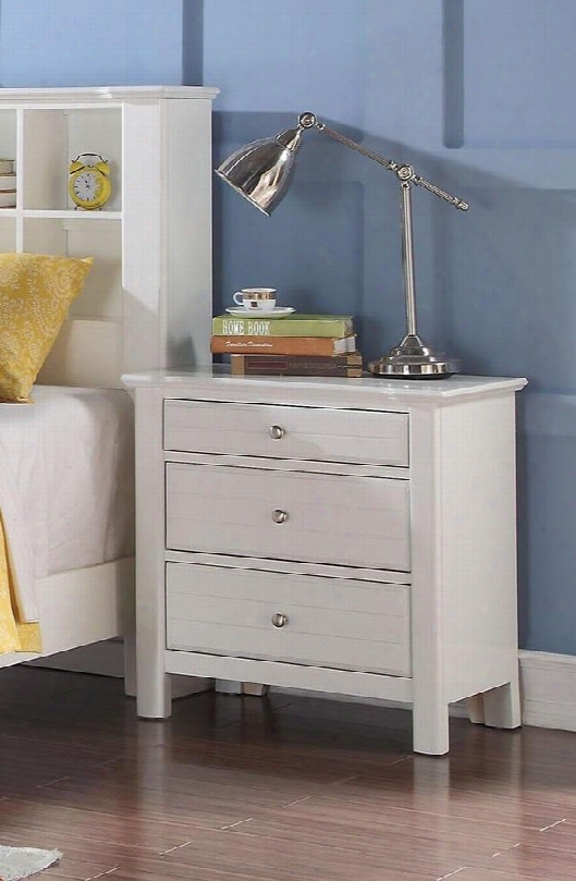 Mallowsea 0423 24" Nightstand With 3 Drawers Felt Lined Top Drawer Sidee Metal Drawer Glides And Pine Wood Construction In White