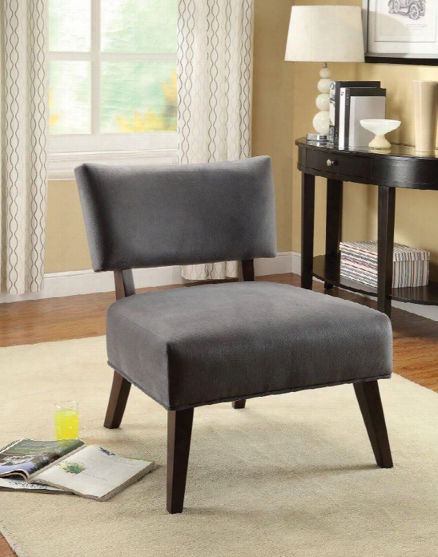 Manrise Collection 59163 19" Accent Chair With Espresso Tapered Legs Foam Fiber Cushion And Fabric Seat Upholstery In Grey