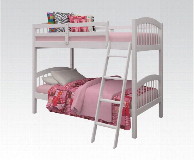 Manville Collection 37115wh Twin Over Twin Size Bunk Bed With Attached Ladder Slat System Included And Brazil Taeda Pine Wood Construction In White