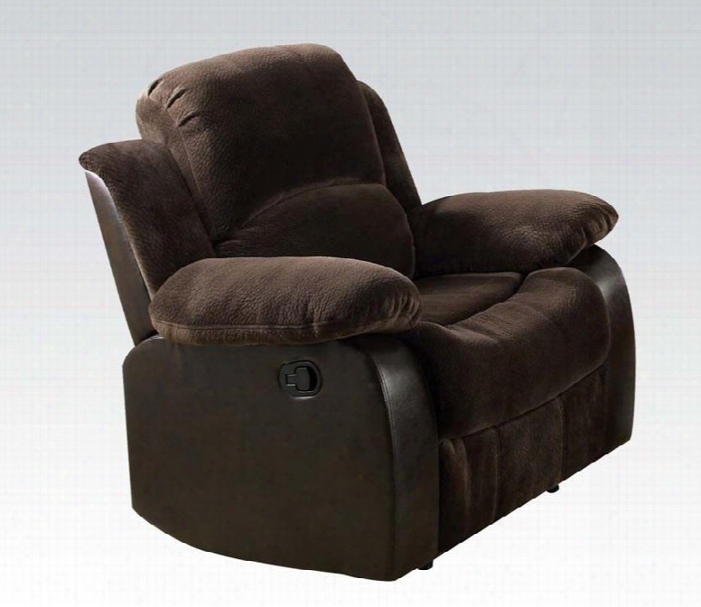 Masaccio Collection 50472 39" Recliner With Pillow Top Arms Wood And Metal Frame Pocket Coil Seating Champion  Fabric And Bycast Pu Letaher Upholstery In