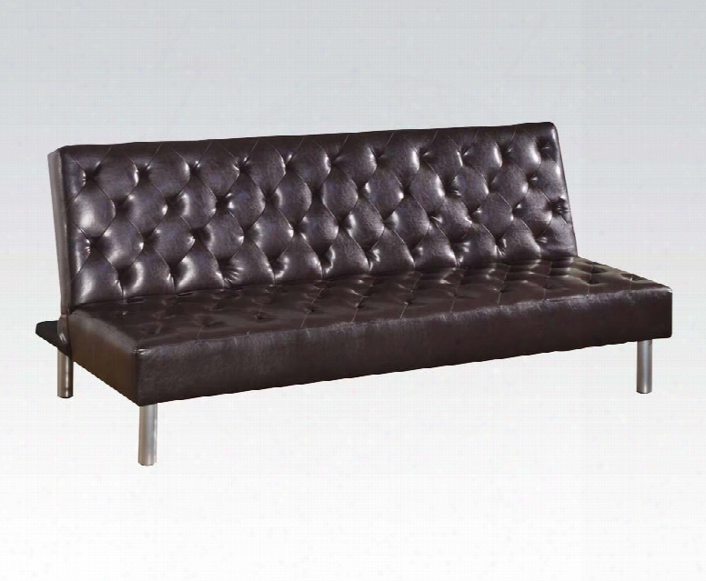 Mawuli Collection 57066 70" Adjustable Sofa With Metal Legs Tufted Cushions And Bycast Pu Leather Upholstery In Brown
