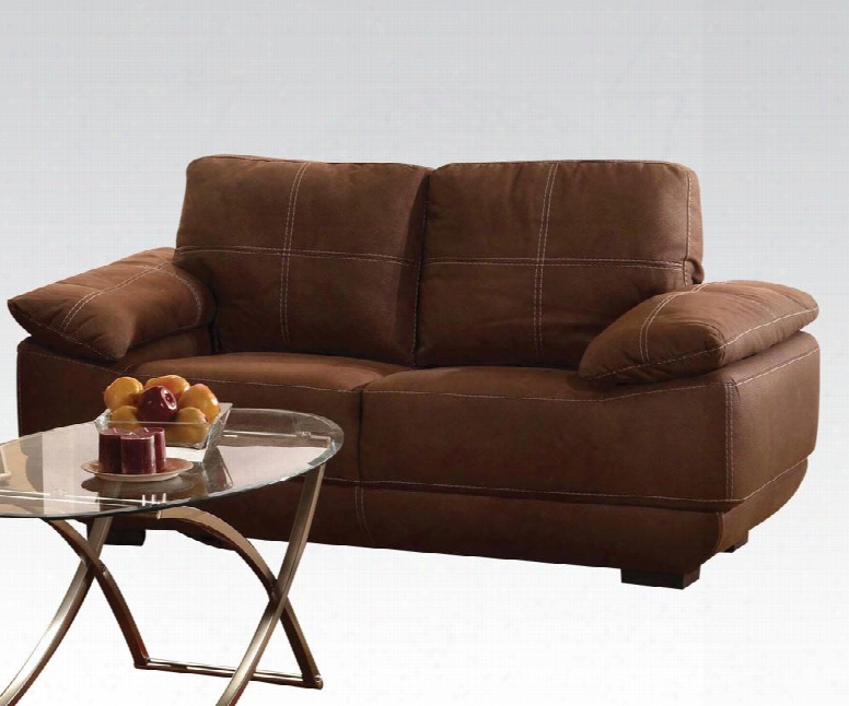 Memphis Collection 51726 71" Loveseat With Tight Seat Cushions Baseball Stitching Loose Back And Nubuck Upholstery In