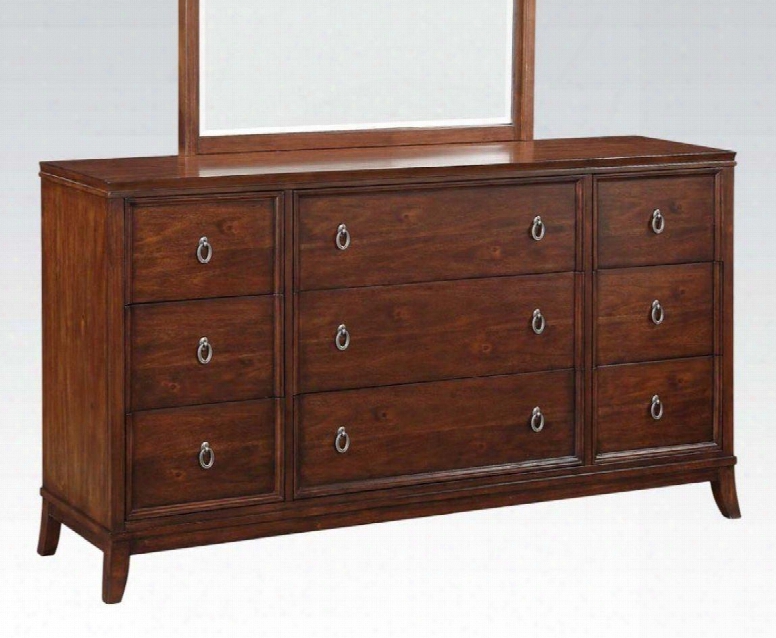 Midway 20986 66" Dresser With 9 Drawers Cabriole Legs Felt Lined Top Drawer Annd Side Metal Glide Drawer In Cherry