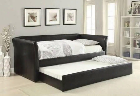 Misthill Collection 39154 Daybed And Trundle With Slat System Included Clean Lines Casters And Faux Leather Upholstry In Black