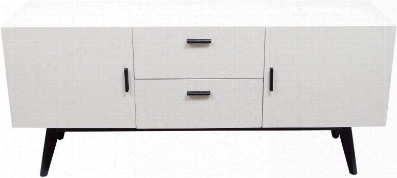 Mode Modebuffet 63" Sideeboard With 2 Drawers 2 Doors Sideboard Medium-density Fiberboard (mdf) And Oak Legs In White