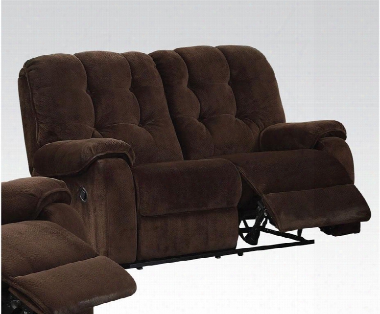 Nailah Collection 51146 64" Loveseat With Pocket Coil Seating Pillow Top Arms And Champion Fabric In Chocolate