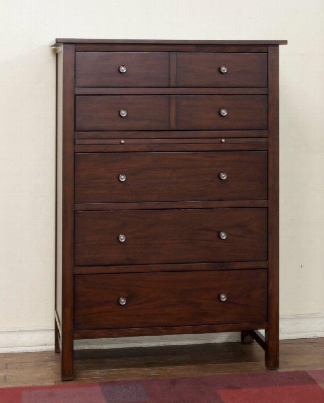 Napa Collection 2354mg-c 55" Chest With French Dovetail Drawer Fonts 7 Drawers And Wood Knobs With Antique Metal Insert S In Mahogany