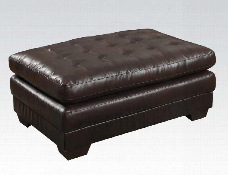 Nigel Collection 50772 46" Ottoman With Wood-like Legs Tufted Seat Wood Frame And Bonded Leather Match Upholstery In Dark Brown