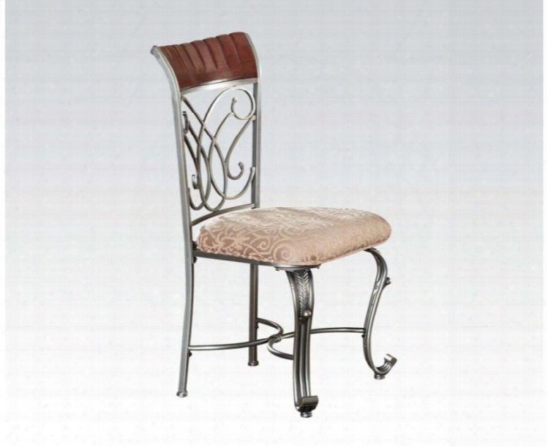 Omari Collection 70103m 19" Microfiber Upholstered Side Chair With Stretchers And Cabriole Lehs In Cherry And Bronze