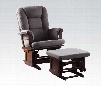 Aeron Collection 59338 31" Glider Chair and Ottoman with Grey Microfiber Upholstery and Rubberwood Construction in Cherry