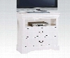 Louis Philippe III 24507 37" TV Console with 2 Drawers Open Storage Compartment and Brushed Nickel Metal Handles in White