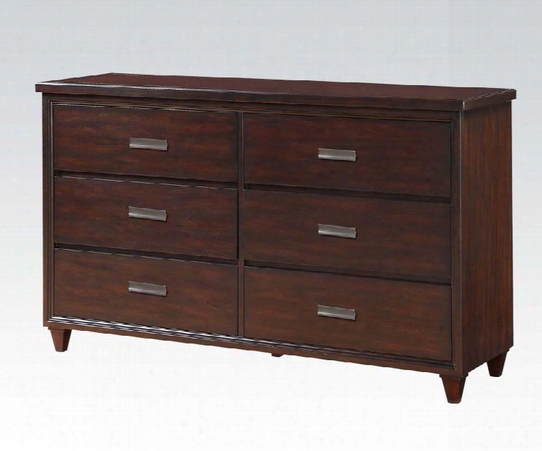 Raleigh Collection 22825 64" Dresser With 6 Drawers Gentle Metal Hardware Side Metal Drawer Glide And Cherry Wood Veneer Construction In Cherry