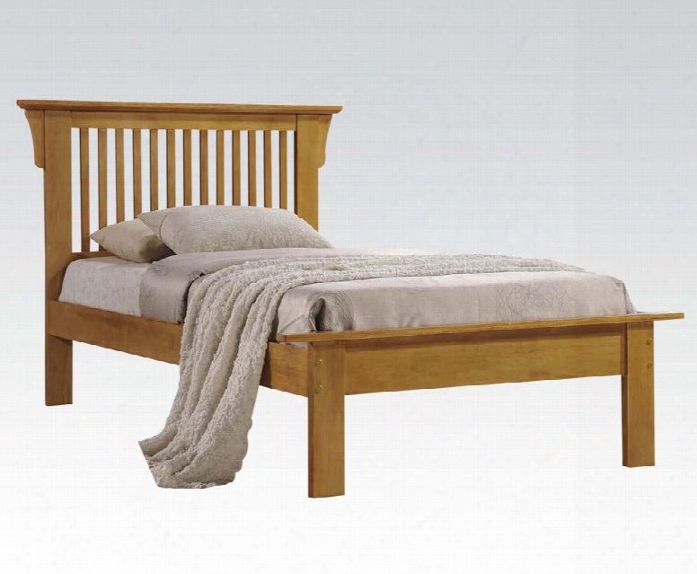 Roger Collection 21073f Full Size Bed With Low Profile Footboard Slat Design Headboard And Wood Frame In Oak