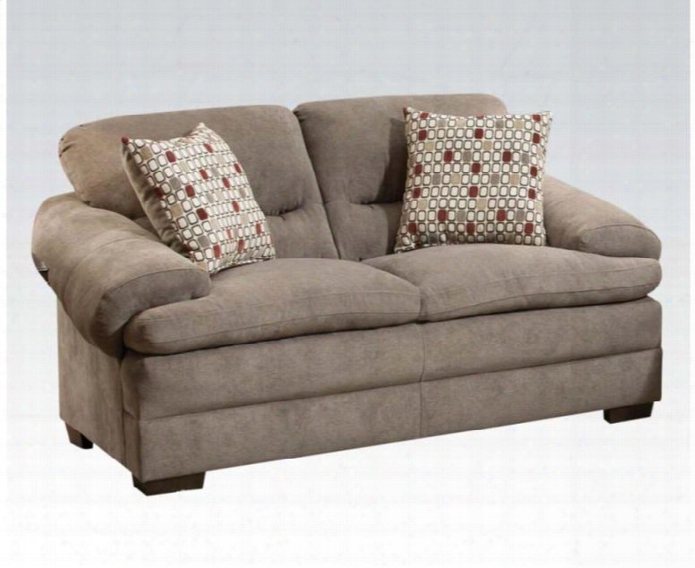 Roselyn Collection 52346 67" Loveseat With 2 Pillows Included Dual Layers Cushions Made In Usa Wood Frame Adn Fabric Upholstery In Miranda Shale