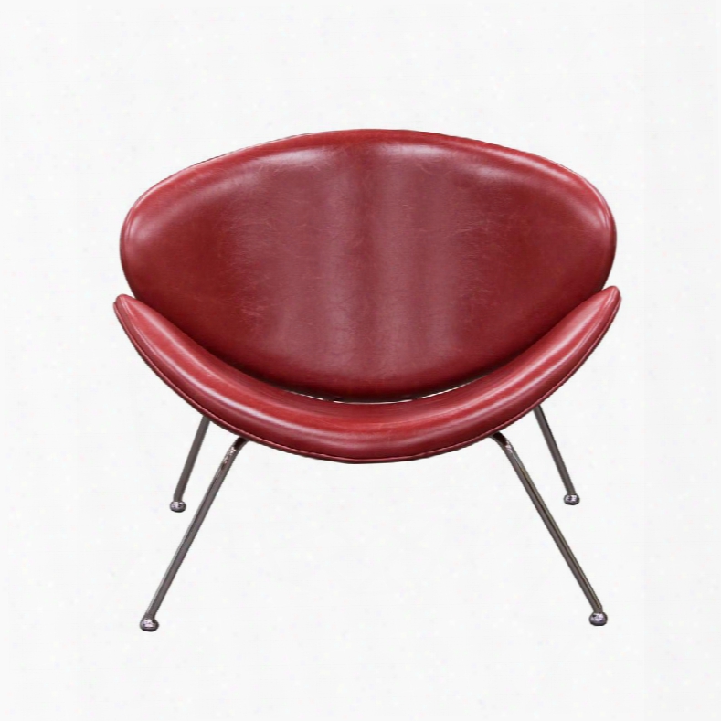 Roxy Roxychvre 33" Accent Chair With Chrome Frame Flared Scoop Seat And Leatherette Upholstery In Vintage Red