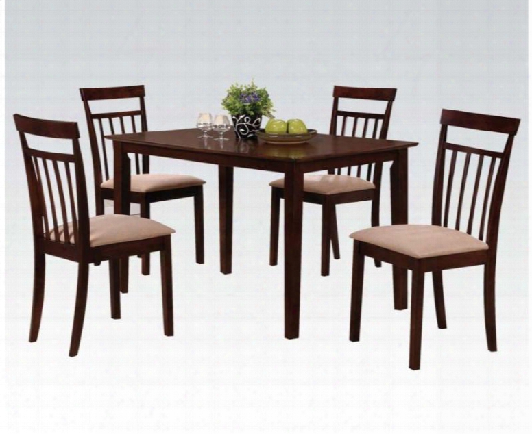 Samuel Collection 70325 5 Pc Dining Room Set With Rectangula R Table 4 Side Chairs Microfiber Upholstery Tapered Legs And Okume Veneer Materials In Espresso