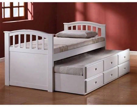 San Marino Collection 09145w Twin Size Bed With Storage Drawers Trundle Arched Design Solid Wood And Wood Veneer Construction In White