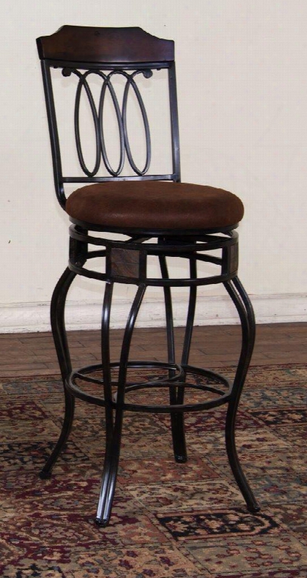 Santa Fe Collection 1878dc-30 49" Metal Swivel Barstool With Swivel Cushioned Seat Metal Base And Stretchers In Dark Chocolate