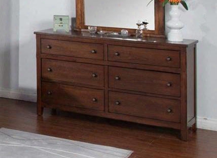 Santa Fe Colllection 2334dc-d 64" Petite Dresser With 6 Drawers Distressed Detailing And Tapered Legs In Dark Chocolate