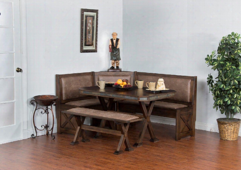 Savannah Collection 0222ac 4-piece Breakfast Nook Set With Side Bench Long Bench Short Bench And Table In Antique Charcoal