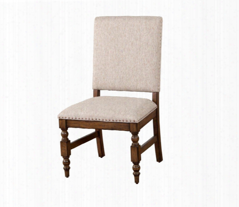 Savannah Collection 1516ac 40" Side Chair With Cushion Seat & Back Turned Legs And Nail Head Accents In Antique Charcoal