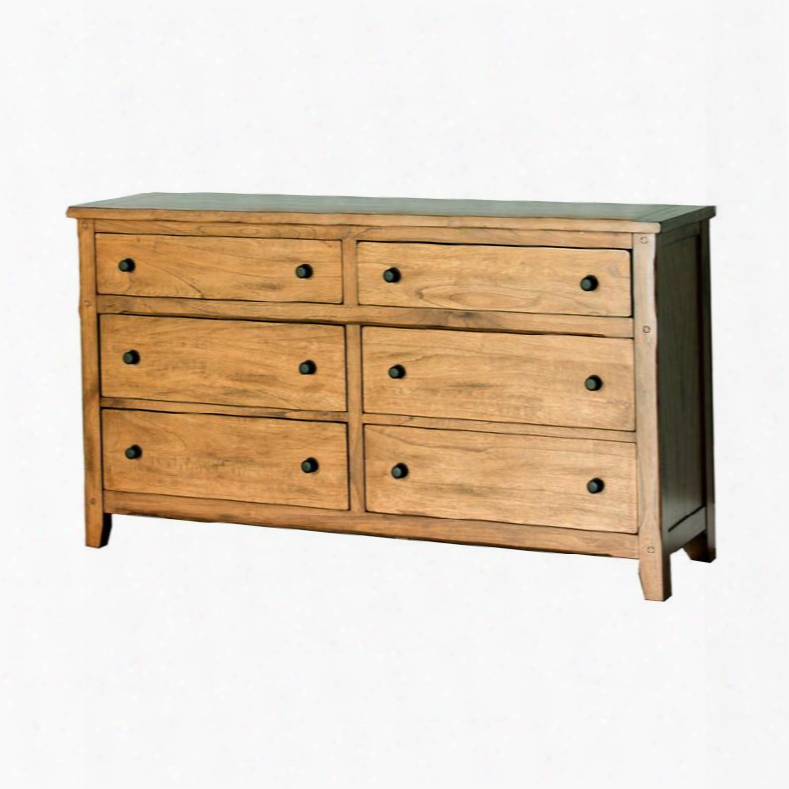 Sedona Collection 2334ro-d 64" Petite Dresser With 6 Drawers Distressed Detailing And Tapered Legs In Rustic Oak