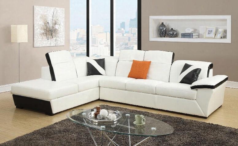 Sienna 51625 Swctional  Sofa With Right Facing Sofa Left Facing Chaise With Storage Adjustable Headrest Tight Back And Bonded Leather Match In White And