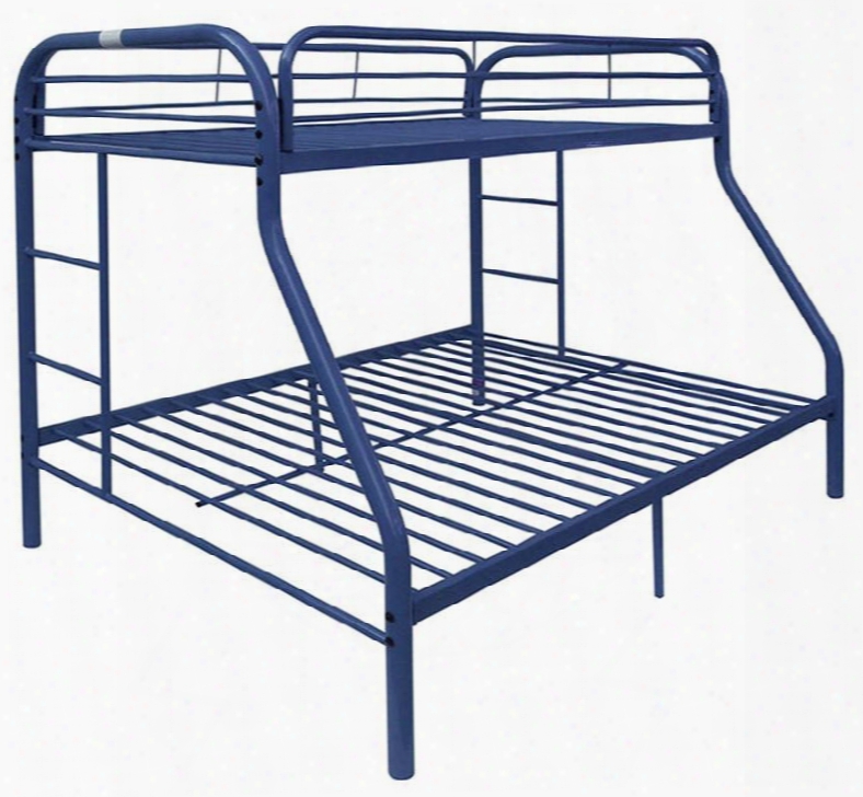 Tritan Coplection 02053bu Twin/full Bunk Bed With 2 Built-in Ladders Metal Tube Interpretation And Full Length Guard Rails In Blue